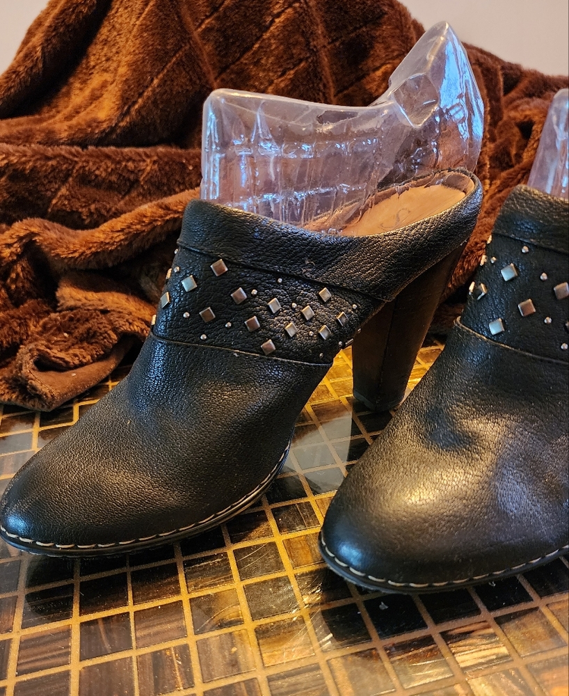 Black Ankle Boots with Studded Design